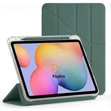 Fibaks iPad 11 A16 2025 10. Nesil 10.9 Kılıf Kalem Bölmeli Yatay ve Dikey Standlı Smart Uyku Modlu Yeşil