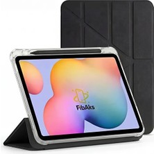 Fibaks iPad 11 A16 2025 10. Nesil 10.9 Kılıf Kalem Bölmeli Yatay ve Dikey Standlı Smart Uyku Modlu Siyah