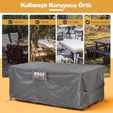NY Home Bahçe Mobilyası Örtüsü, 200-160-74CM, Ağır Hizmet Kumaş, Su Geçirmez, Dış Mekan Masa Örtüsü, Havalandırmalı Masa ve Koruma Kılıfı - Gri