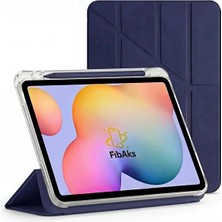 Fibaks iPad 11 A16 2025 10. Nesil 10.9 Kılıf Kalem Bölmeli Yatay ve Dikey Standlı Smart Uyku Modlu Kapak Lacivert