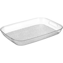 Nisar Store Akrilik Kırılmaz Şeffaf Servis Tepsisi (Dikdörtgen) 44X30X5CM - Akrilik Kırılmaz Tepsi
