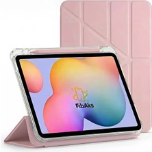 Fibaks iPad 11 A16 2025 10. Nesil 10.9 Kılıf Kalem Bölmeli Yatay ve Dikey Standlı Smart Uyku Modlu Kapak Rose Pembe