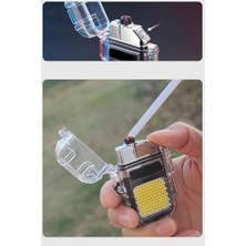 Nisar Store Şarjlı Ark Alevli 800 Lümen Güçlü Çakmaklı Kamp Feneri Işığı Anahtarlık Taşınabilir Type-C 6888