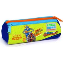 Nisar Store Lacivert Sarı Motosiklet Üç Bölmeli Kalemlik -Erkek Çocuk