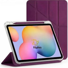 Fibaks iPad 11 A16 2025 10. Nesil 10.9 Kılıf Katlanır Kalem Bölmeli Yatay ve Dikey Standlı Uyku Modlu Bordo