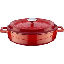 Lava Yavvan Döküm Demir Tencere 28 cm Kırmızı Ergonomik Sap ve Kolay Temizlik Özellikleriyle