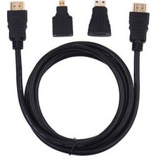 Alfais 4699 1.5 m 1.4V HDMI Kablo + Mini Micro Uç 3in1 Çevirici Bağlantı Uyumlu Cihazlar İçin