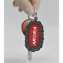 Ümraniye 3D Arora Logolu Özel Tasarım Zincir Detaylı Motosiklet Anahtarlığı