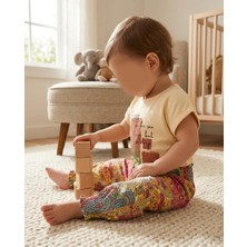 Mutlu Bebe Kız Çocuk Yazlık Tişört Şalvar Model Takım Desenli %100 Pamuk Rahat 2’li Kombin Günlük Şık Set