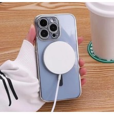 Nisar Store iphone 13 Pro Için Kablosuz Şarj ile Uyumlu, Kamera Lens Korumalı Lazer Kılıf Mavi