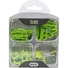 Nisar Store Cubbiegökkuşağı 4'lü Kutu Ataş Raptiye Seti, Yeşil