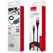 Nisar Store Dm SL003 USB To Type-C 3A Hızlı Şarj ve Data Kablosu Siyah 1.2 Metre