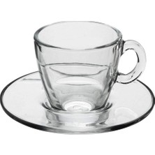 Nisar Store Aqua Service Kahve Fincanı, Tabak, Cam, Şeffaf, 12 Parça, 8693357273153, Standart