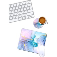 NY Home Mermer Desenli Mouse Pad ve Bardak Altlığı Set