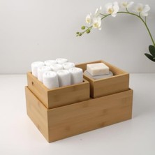 NY Home 3'lü Modüler Bambu Organizer Set - Üst Üste Geçebilen Çok Amaçlı Çekmece Içi ve Masaüstü Düzenleyici Kutu - Banyo, Mutfak ve Ofis Için Ahşap Saklama Seti