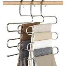 NY Home Pantalon Askısı Metalik Dolap Içi Akıllı Krom Askı Çok Katlı Pantolon Askısı (5 Katlı)