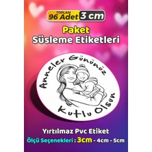 Sb Store Anneler Günü Ambalaj Hediye Paket Süsleme Etiketi Model 33 - 96 Adet 3cm