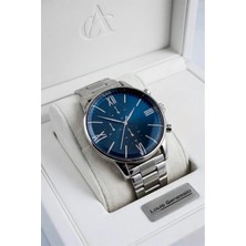 Güncel Vitrin Gümüş Lacivert Erkek Kol Saati - Şık Kutulu Sevgiliye Hediye