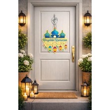 NY Home 27-27 cm Hoş Geldin Ramazan Dekorlu Ahşap Kapı Süsü, Ramazan Süsleri, Ramazan Tavan Süsü