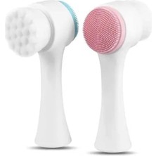 Nisar Store Çift Taraflı Yüz Temizleme Fırçası, Silikon ve Dokulu Yüzey, Beyaz