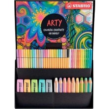 Nisar Store Pastel Mix Set Arty - Fosforlu Kalem, Çok Yetenekli Kalemler, Sulu Boya Kalemleri, Premium Keçeli Kalemler - 50'li Paket - Çeşitli Renkler