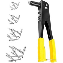 NY Home Professional Perçin Tabancası Seti, El Tipi Metal Perçin Aleti, Siyah-Sarı Saplı, 10 Adet Perçin ile Birlikte