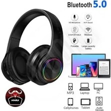 Nisar Store Togo M39 Bluetooth Kulaküstü Kulaklık LED Işıklı Mikrofonlu Kablosuz Kulak Üstü Kulaklık Uni