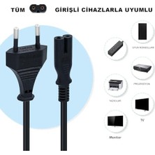 Nisar Store Ps3 / Ps4 / Ps5 / Xbox Series S-X Uyumlu Güç Kablosu 1.5 Metre 2pin Güç Kablosu Projeksiyon - Monitör - Tv 2pin Güç Kablosu Teyp Fişi (1)