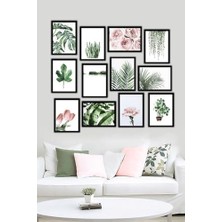 Nisar Store 12 Parça Siyah Çerçeve Görünümlü Mdf Tablo Seti 12ARTAVESSA1, 15 x 20