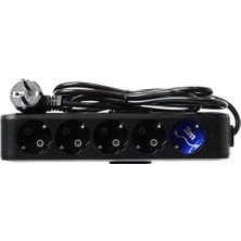 Nisar Store 5lı 2mt Topraklı Korumalı Siyah Priz