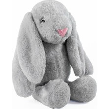 NY Home Peluş Tavşan 40 cm Uzun Kulaklı Yumuşak Uyku Arkadaşı, Ponçik Sarkık Kulaklı Doldurulabilir Oyuncak (Gri)