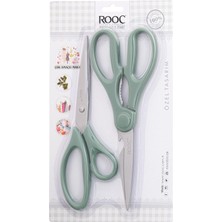 Nisar Store Premium Serisi Ergonomik Saplı Çelik Gıdaya Temasa Uygun 2'li Mutfak Makası, Yeşil