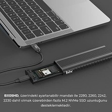 Nisar Store Bix BX05HD Aluminyum Kasa Type-C 3.1 Gen2 To Pcıe Nvme M.2 SSD Disk Kutusu 2230 /2242 / 2260 / 2280 Ssd'ler ile Uyumlu