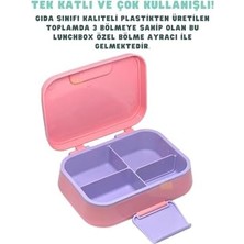 NY Home Bento 1030ML Lunchbox Tek Katlı 3 Bölmeli Pp Plastik Sefer Tası Yemek Kutusu (Pembe)