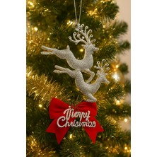 NY Home Yılbaşı Ağacı Süsü Yılbaşı Geyiği Süsü Geyiği Gümüş 2 Adet