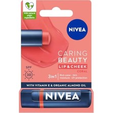NY Home SPF30 Mercan Renkli Dudak Bakım Kremi,4,8gr,24 Saat Nemlendirme,e Vitamini,organik Badem Yağı,shea Yağı,dudak ve Yanaklar Için,allık Etkisi,mineral Yağı Bulunmaz
