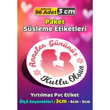 Sb Store Anneler Günü Ambalaj Hediye Paket Süsleme Etiketi Model 39 - 96 Adet 3cm