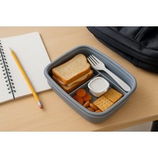 NY Home Store Sızdırmaz Lunch Box – 3 Bölmeli Yemek Kabı | Öğle Yemeği Kutusu | Saklama Kabı | Bpa Içermez (Gri)