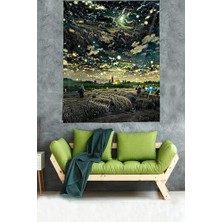 NY Home Pelangi Buğday Tarlası Başaklar Temalı Leke Tutmaz Kumaş Duvar Örtüsü Duvar Halısı Tapestry, Koyu 70 x 100, 46440247010005