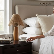 Hasır El Yapımı Bohem Çiçek Şekilli Ahşap Ayaklı Rustik Avize