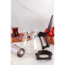 Nisar Store Dayanıklı Borosilikat Cam Demlik, Kendinden Süzgeçli, Şık Tasarım (900 Ml)