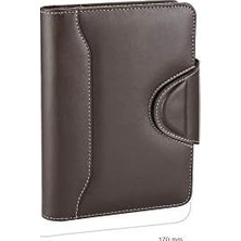 NY Home 2k 4681 Ajanda Tarihsiz Çizgili 14 x 20 cm Ajanda/defter Hesap Makineli Deri Organizer, Kahverengi