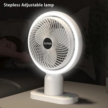 Nisar Store Işıklı Vantilatör USB Şarjlı Masaüstü Mini Fan – 3 Kademeli Hız Ayarlı Kompakt Gövde LED Işık