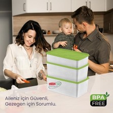 NY Home Life 3’lü Saklama Seti (2x3.5l + 1X2L) – Derin Dondurucu Uyumlu, Esnek & Sızdırmaz Büyük Erzak Kabı (Yeşil)
