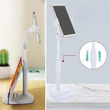 Nisar Store Masa Üstü Tablet ve Telefon Tutucu Plastik Aparat Beyaz Telefon Standı
