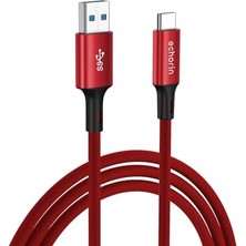 Nisar Store Usb-A'dan Usb-C'ye Örgülü, 1 Metre, Hızlı Şarj ve Data Kablosu (Kırmızı)