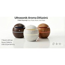 NY Home Store Ultrasonik Hava Nemlendirici ve Aroma Difüzörü - 3 Farklı Renk Seçeneği (Beyaz, Açık ve Koyu Ahşap) - Küre Tasarım Buhar Makinesi, LED Işıklı ve Sessiz Oda Kokusu Yayıcı (Usb) (Beyaz)