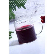 NY Home Porselen Diyarı Üfleme Cam Kulplu Kupa Bardak Şeffaf