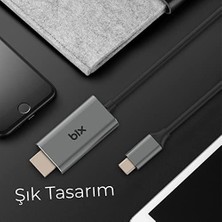 Nisar Store Bix BX02HB USB C'den 4K@30Hz HDMI Multimedya Kablo (1.8 Metre)