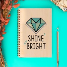 Nisar Store Bright Tasarımlı 8 cm x 12 cm Ölçülerinde Çizgisiz 48 Yaprak Ahşap Kapaklı Defter